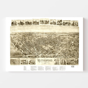 Vintage Map of Rutherford, New Jersey 1904