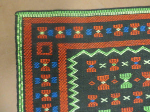 4' X 5' Vintage Handmade South American Kilim Flat Weave Blanket Rug Colorful