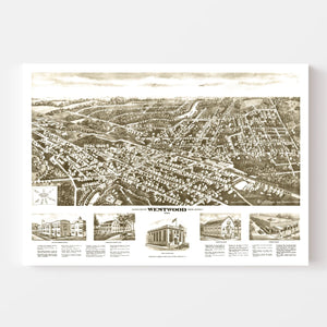 Vintage Map of Westwood, New Jersey 1924