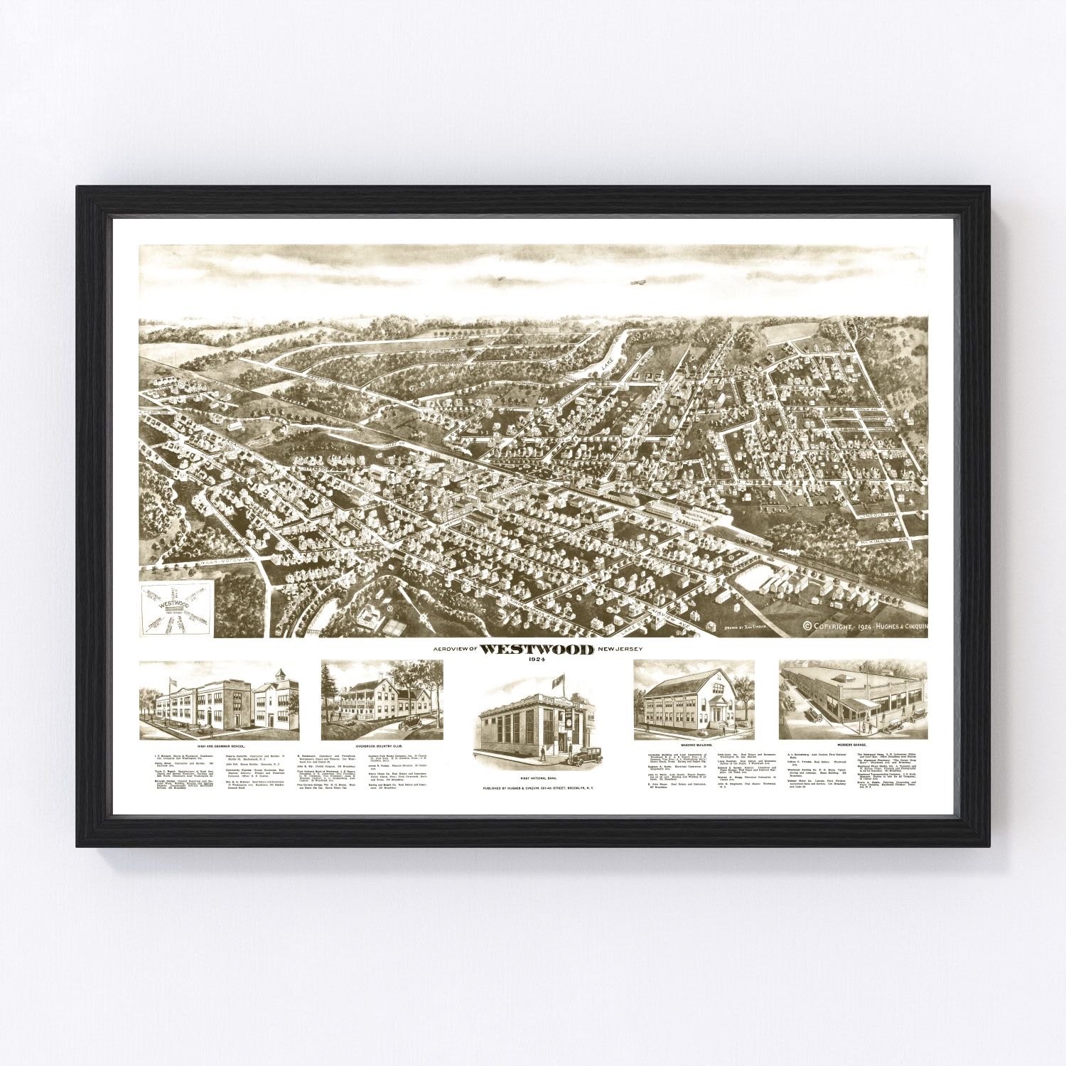 Vintage Map of Westwood, New Jersey 1924