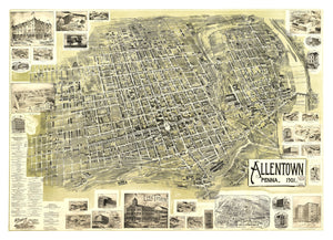 Vintage Map of Allentown, Pennsylvania 1901