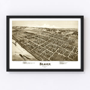 Vintage Map of Beaver, Pennsylvania 1900