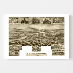 Vintage Map of Confluence, Pennsylvania 1905