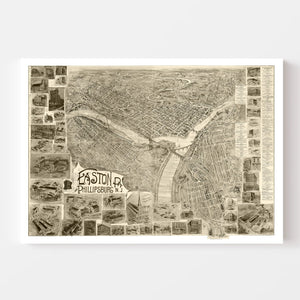 Vintage Map of Easton, Pennsylvania 1900
