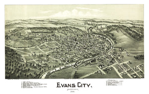 Vintage Map of Evans City, Pennsylvania 1900