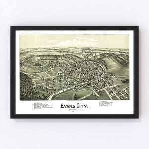 Vintage Map of Evans City, Pennsylvania 1900