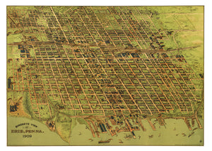 Vintage Map of Erie, Pennsylvania 1909