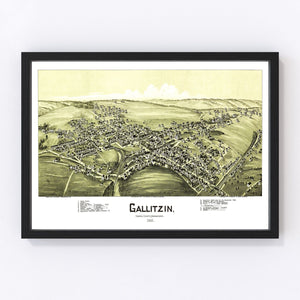 Vintage Map of Gallitzin, Pennsylvania 1901