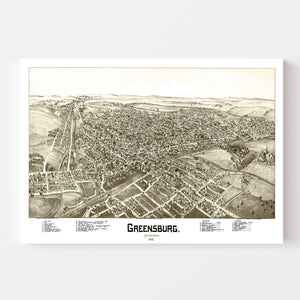 Vintage Map of Greensburg, Pennsylvania 1901