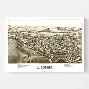 Vintage Map of Ligonier, Pennsylvania 1900
