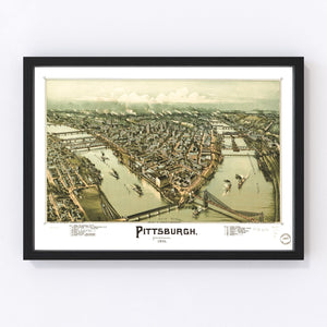 Vintage Map of Pittsburgh, Pennsylvania 1902