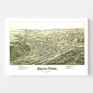 Vintage Map of South Fork, Pennsylvania 1900