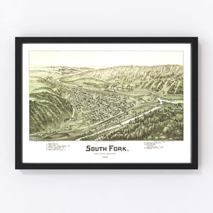 Vintage Map of South Fork, Pennsylvania 1900