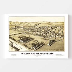Vintage Map of Wilson & Mendelssohn, Pennsylvania 1902