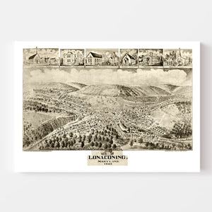 Vintage Map of Lonaconing, Maryland 1905