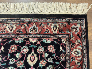 Pak Persian Runner Rug 2.8 x 10, Dark Blue, Floral Allover, Wool