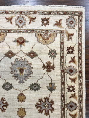 Peshawar Runner 2.7 x 10, Beige Floral Hand Knotted Vintage Wool Oriental Runner, Hallway Rug, Farmhouse Rug, Neutral Colors