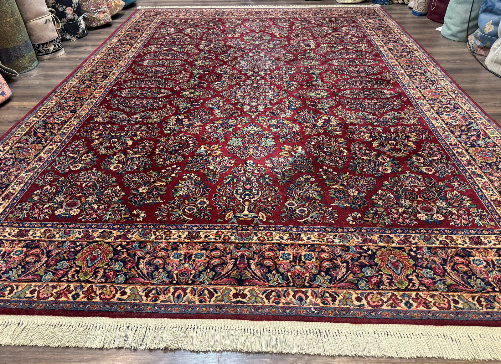 10x14 Karastan Rug Red Sarouk #785, Wool Original 700 Series