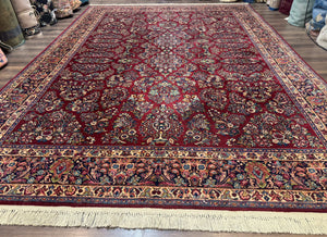 10x14 Karastan Rug Red Sarouk #785, Wool Original 700 Series