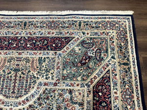 Persian Rug 8x11, Belgium Power Loomed Rug, Kirman Lavar Floral Design, Vintage Rug