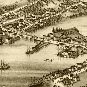 Vintage Map of New Castle & Damariscotta, Maine 1878