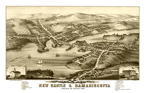 Vintage Map of New Castle & Damariscotta, Maine 1878