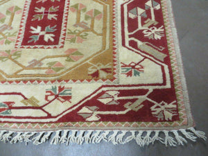 4' X 6' Vintage Handmade Knotted Turkish Kazak Pattern Wool Rug Carpet Nice