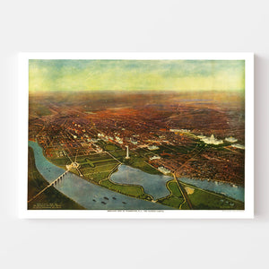 Vintage Map of Washington, D.C., Washington DC 1916