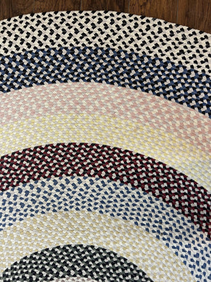 Round American Braided Rug 9x9 ft, Large Round Vintage Braided Rug, Multicolor