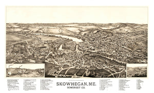 Vintage Map of Skowhegan, Maine 1892