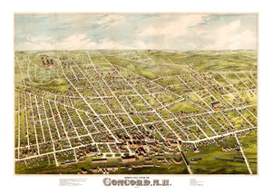 Vintage Map of Concord, New Hampshire 1875