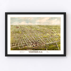Vintage Map of Concord, New Hampshire 1875