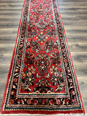 RESERVED Long Persian Sarouk Runner Rug 2.9 x 21, Rare Size for Long Hallway, Wool, Vintage, Floral, Red