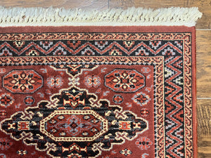 Belgium Power Loomed Runner Rug 2x9, Vintage Wool Rug for Hallway 2 x 9 ft, Red, Caucasian Persian Design, 9ft Runner