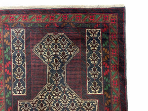 3x5 New Vintage Handmade Wool Rug Tribal Balouch Turkoman Prayer Rug Veggie Dyes