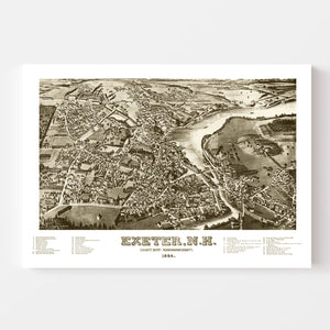 Vintage Map of Exeter, New Hampshire 1884