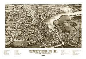 Vintage Map of Exeter, New Hampshire 1884