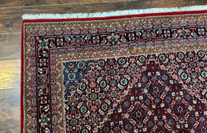 Indo Persian Bidjar Rug 6x9, Vintage Wool Handmade Carpet
