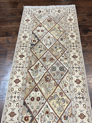 Pak Persiann Runner Rug 2.7 x 12, Handmade Wool Vintage Hallway Rug, Panel Design