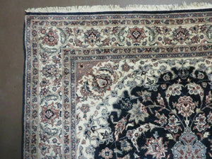 4' X 7' Vintage Handmade India Wool Silk Accent Rug Hand Knotted Black Organic