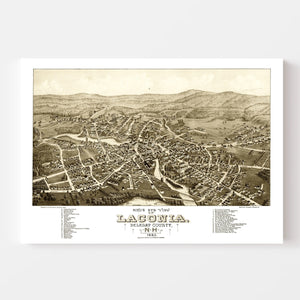 Vintage Map of Laconia, New Hampshire 1883