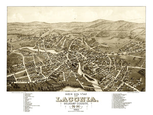 Vintage Map of Laconia, New Hampshire 1883