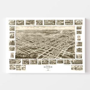 Vintage Map of Suffolk, Virginia 1907