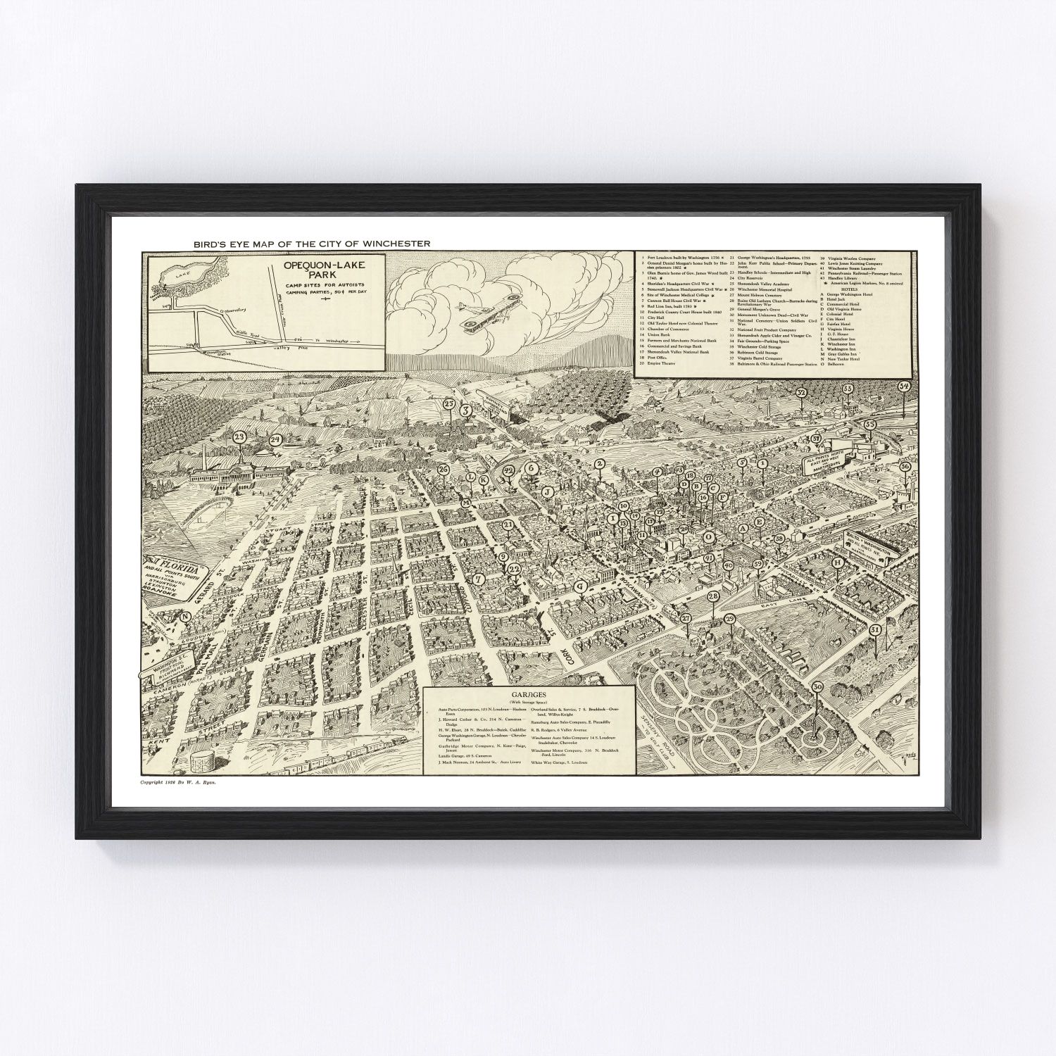 Vintage Map of Winchester, Virginia 1926