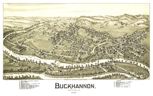Vintage Map of Buckhannon, West Virginia 1900
