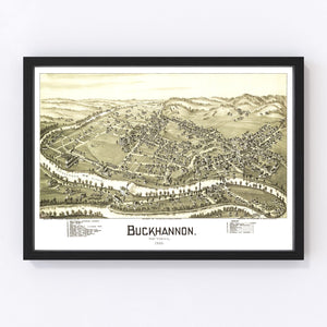 Vintage Map of Buckhannon, West Virginia 1900