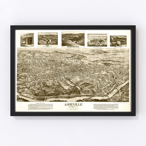 Vintage Map of Asheville, North Carolina 1912