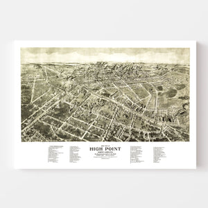 Vintage Map of High Point, North Carolina 1913