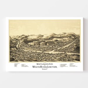 Vintage Map of West Lebanon, New Hampshire 1889