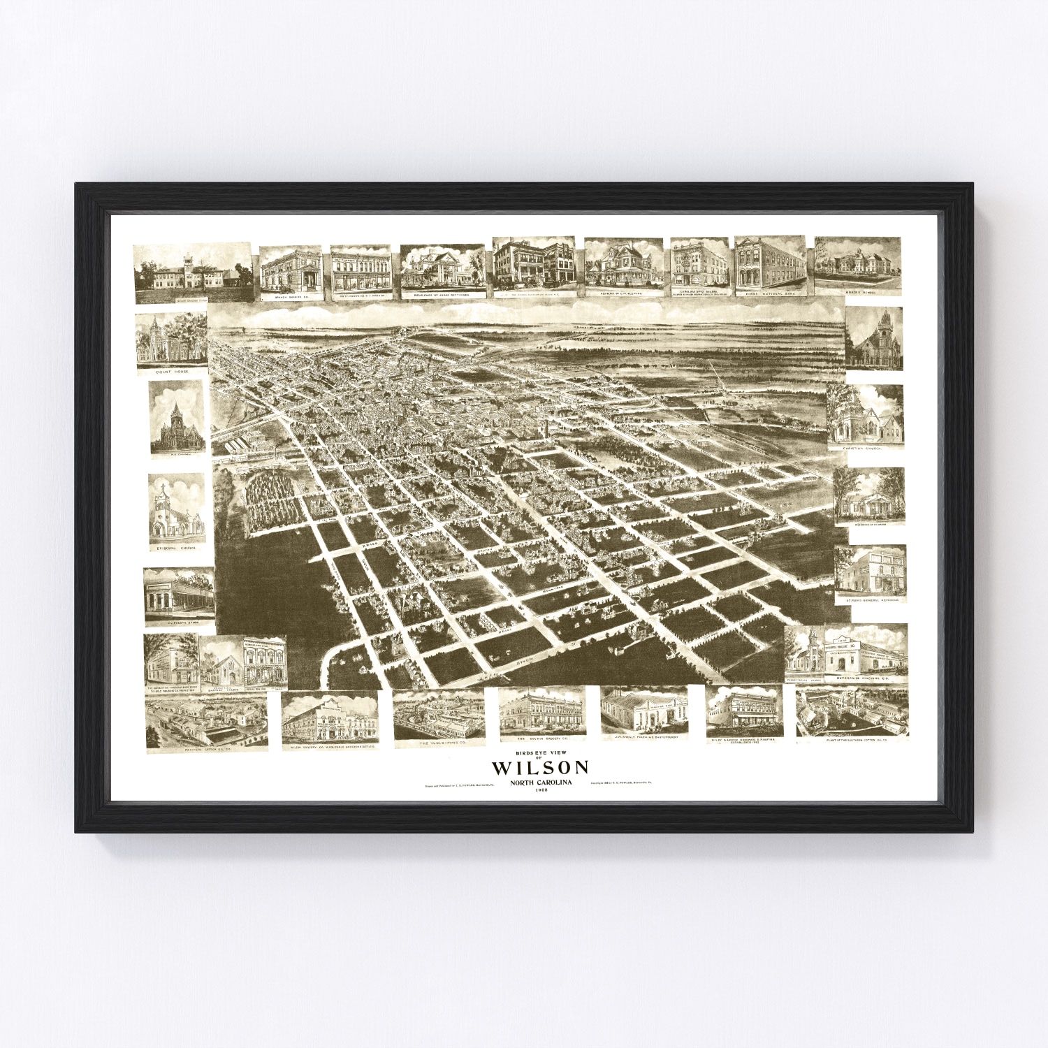 Vintage Map of Wilson, North Carolina 1908